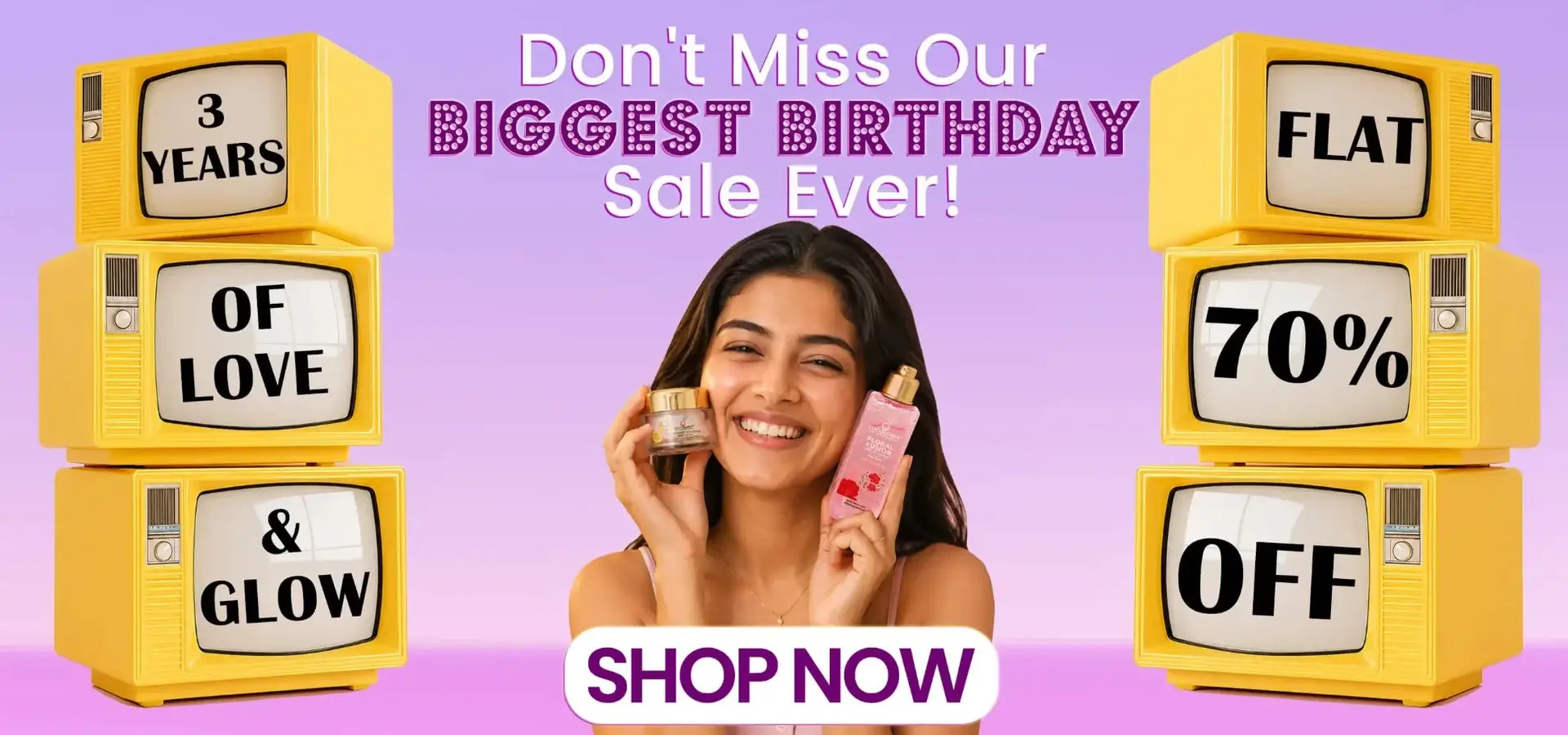 Promotional banner for a birthday sale 